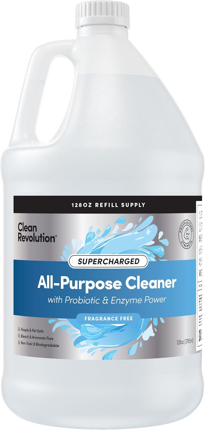Clean Revolution SuperCharged All Purpose Cleaner, Non-Toxic, Eco-Friendly & Plant-Based, Ready to Use, Fragrance Free, 128 Fl Oz