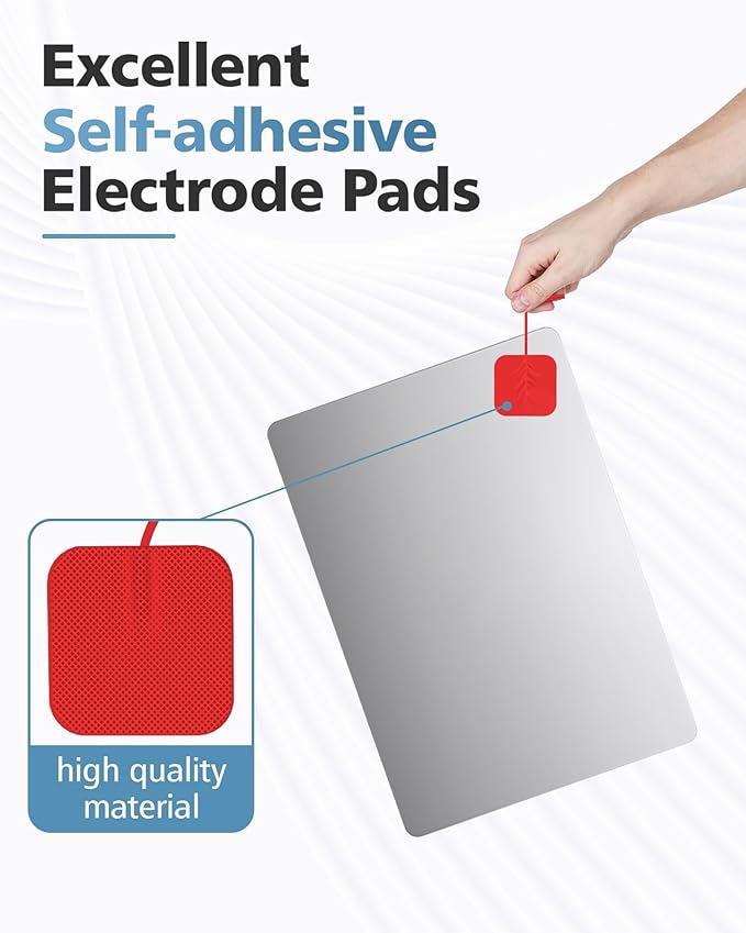 20PCS TENS Unit Electrode Pads with Reusable Self-Adhesive Performance, Replacement Pads for TENS Unit, Compatible with TENS 7000/3000, AUVON, Neocarbon, Comfytemp, TENKER, Use 2mm Lead Wires (RED)