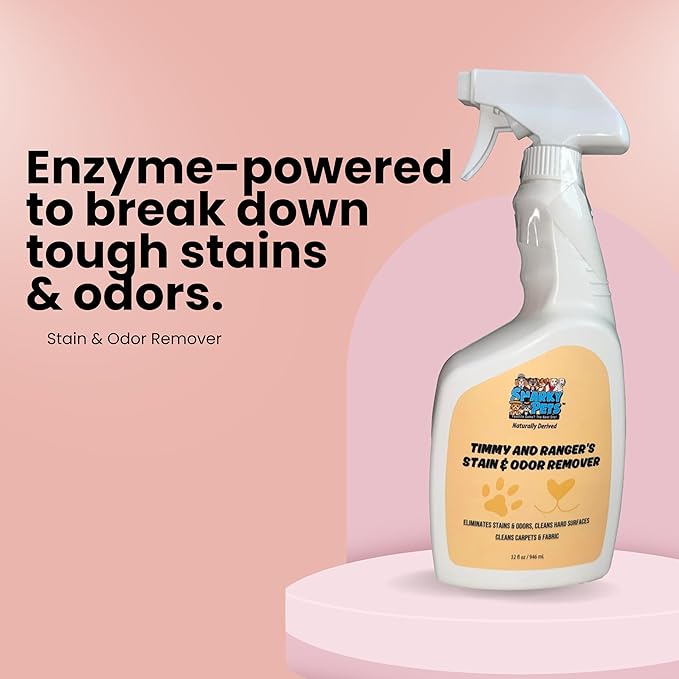 Stain & Odor Remover – Enzyme-Powered Cleaner for Pet Accidents on Carpet, Furniture & Floors – 32 oz Spray – Safe for Dogs, Cats & Homes