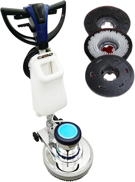 Commercial Floor Cleaning Machine 18" Floor Cleaner and Polisher Industrial Ground Scrubber Buffer Heavy Duty Carpet Cleaner with Three Brushes for Cleaing, 110V