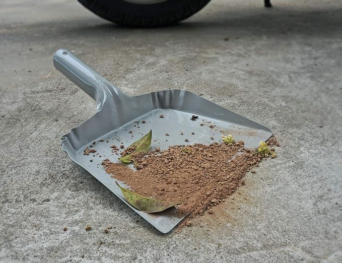 Metal Dust Pan and Brush Set Soft Bristle Wooden Broom Heavy Duty Pan Portable Size