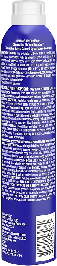 Ozium 805539-6 8 Oz. Air Sanitizer & Odor Eliminator for Homes, Cars, Offices and More - Original Scent, 6 Pack,Blue