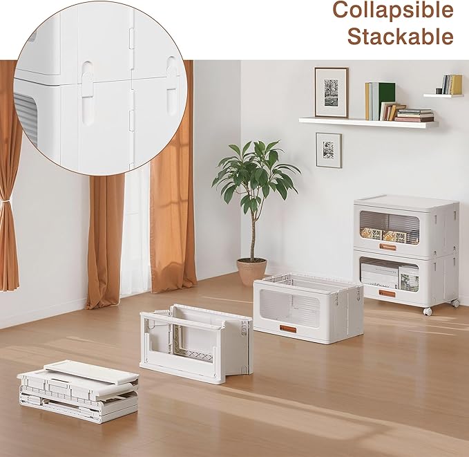 VECELO Stackable Storage Drawers Cabinet with Wheels, Storage Bins Pull Out, Waterproof Drawer Closet Organizer, Multi-Tier Stackable Design for Bedroom/Livingroom/Bathroom, Large, 1-Tier