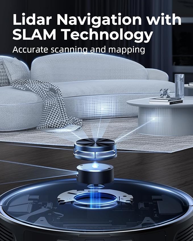 Robot Vacuum and Mop Combo, 3500Pa Robotic Vacuum with 3.5L Self Emptying Station, 250 mins Runtime, LIDAR Navigation, WiFi/APP/Alexa Control, Ideal for Pet Hair, Carpet and Hard Floor