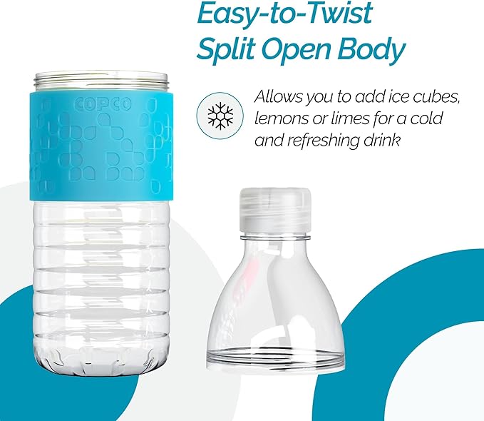 Copco Hydra Water Bottle with Spill-Resistant Lid, 16.9 oz - Reusable Tritan Non-Slip Sleeve, Twist-Open Body - BPA-Free, Leak-Proof, Durable & Portable for Gym, Office, School (Light Blue)