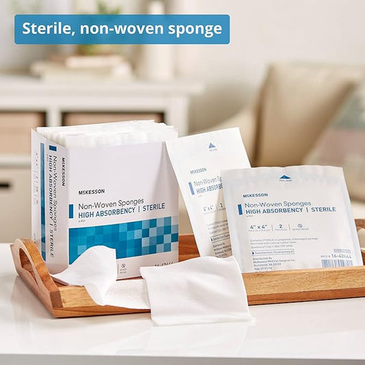 McKesson Non-Woven Sponges, Sterile, 4-Ply, High Absorbency, Polyester/Rayon (4 X 4 Inch (50 Count))