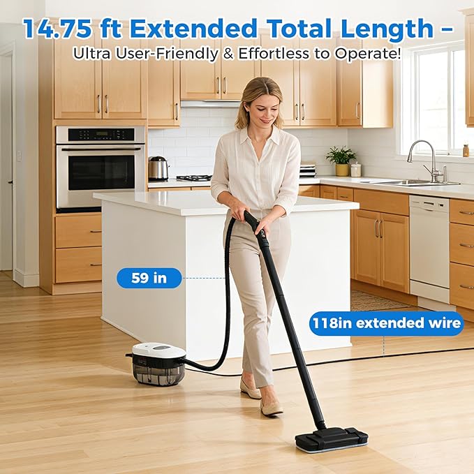 Powerful Steam Cleaner, 3-Level Adjustable Steam Cleaner for Home & Car, Multipurpose Canister Steam Cleaner, 15s Heat-Up & 1.6L Large Tank, Suitable for Cars, Floors, Kitchens and Bathrooms