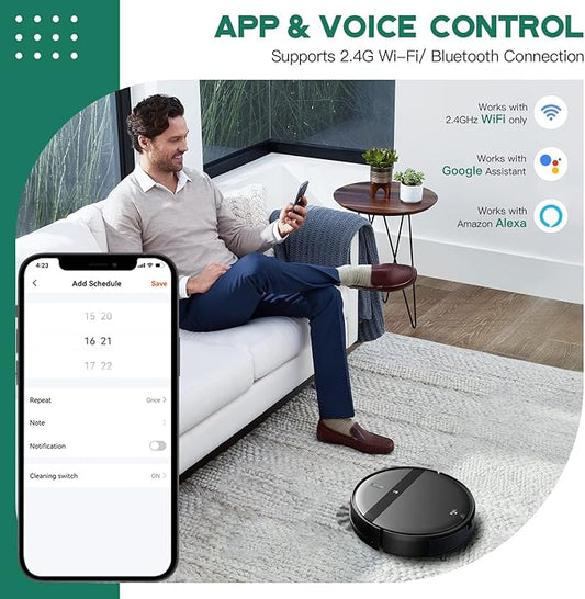 Robot Vacuum for Pet Hair, 2-in-1 Vacuum & Mop Combo with Tangle-Free Suction & Smart 3D Avoidance, App/Wi-Fi/Alexa, Ultra-Slim & Quiet, Self-Charging for Hard Floors and Low-Pile Carpet