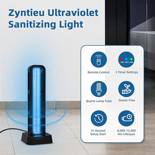 39W UV Light Sanitizer with Remote Control and 3 Timers – Ozone Free Home Disinfection Device, Kills Germs, Viruses, Mold and Dust Mites – Whole Room Ultraviolet Light for Home and Office