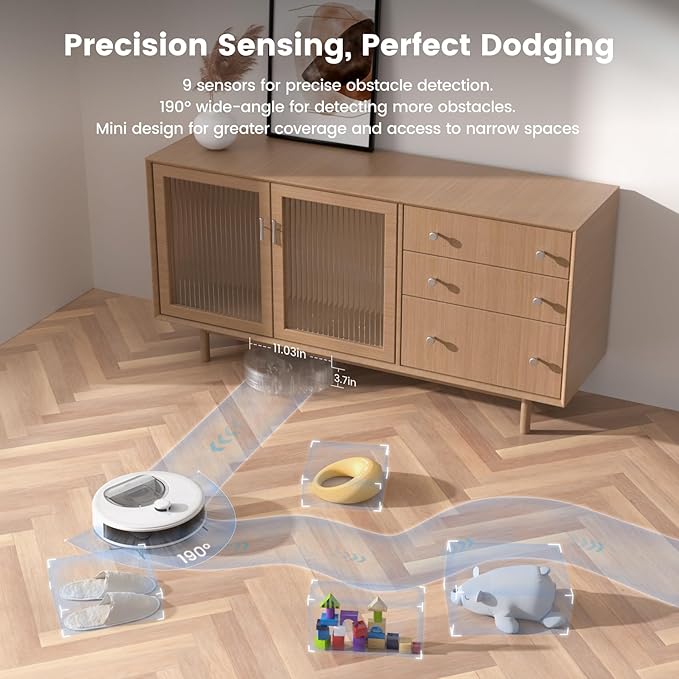 OKP Robot Vacuum and mop Combo L6 Aqua,LiDAR Navigation, 3.7 inch Super Thin,150 Mins,6000Pa Powerful Suction, Quiet, Self-Charging Robotic Vacuum Cleaner, 2.4G&5G WiFi,Cleans Hard Floors to Carpets