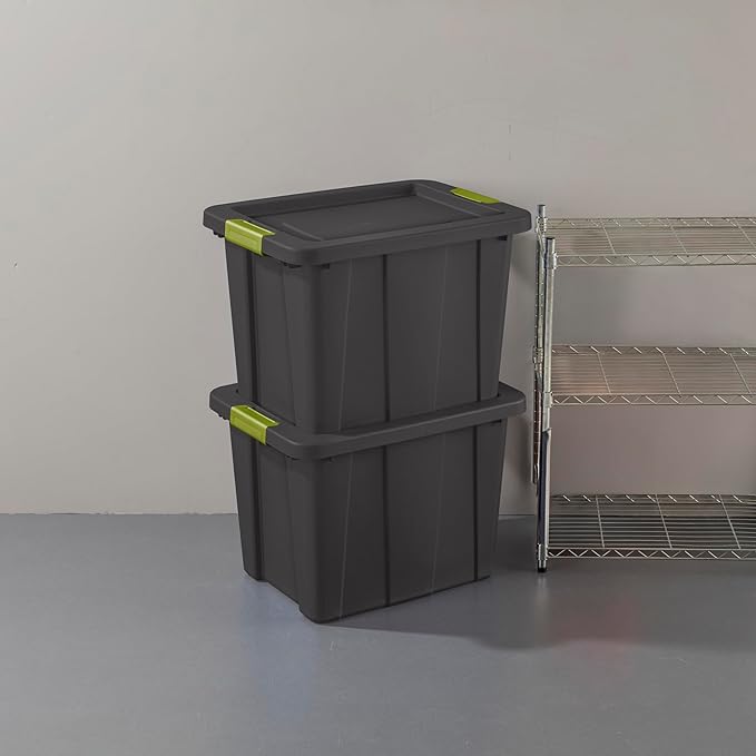 Sterilite 12-Pack Storage Bins with Lids, Heavy Duty Totes, Tuff1, 18 Gallon, Flat Gray