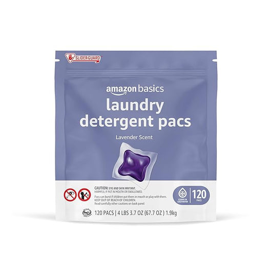 Amazon Basics Laundry Detergent Pacs, Lavender Scent, 120 Count (New Packaging)