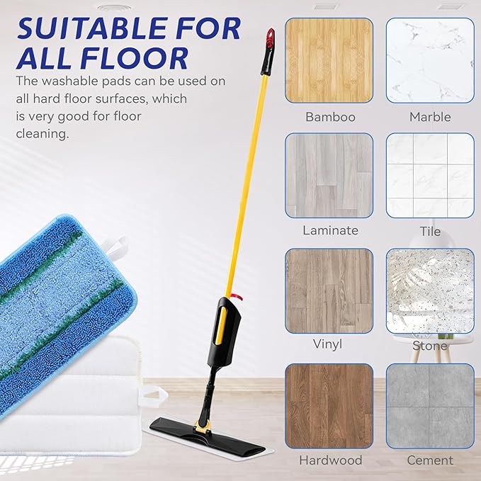 Upgraded Replacement Microfiber Mop Pads for Rubbermaid Commercial 18 Inch Mop 17 Inch Mops, Reusable Wet & Dry Commercial Cleaning Flat Mops System 18" 17" Refill Head for Multi-Surface Floor-4 Pack