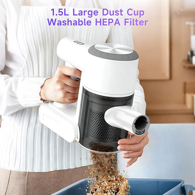 2026 New Cordless Vacuum Cleaner with Mop Function| Powerful Suction, 1.5L Dust Cup, Washable HEPA Filter| Lightweight 4.27lbs Stick Vacuum for Hard Floors/Tiles + Blower Function, Water Tank