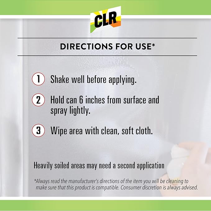 CLR Spot Free Stainless Steel Cleaner - Removes Water Marks, Fingerprints and Residue from Refrigerators, Dishwashers, Ovens and More, Streak Free Shine - 12 Ounce Spray Can (12 oz Spray (Pack of 3))