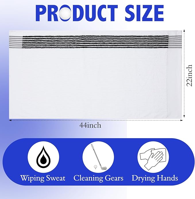 Buryeah Golf Towel 22 x 44 Inch Cotton Golf Caddy Towel Camping Large for Caddies Golfers Tour Players Club with Stripe