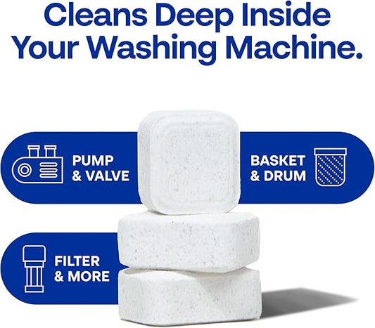 Earth Breeze Fresh Tabs - Washing Machine Cleaner Tablets - Deep Cleaning to Fight Odor-Causing Residue for Front Loader, Top Load, HE Washers - for Fresher, Cleaner Laundry - 6 Month Supply