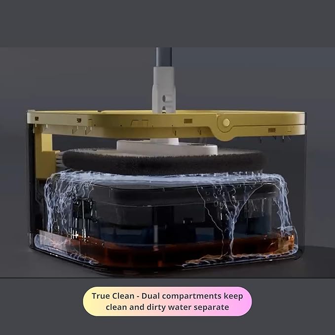 Mop and Bucket System PRO with Removable Water Tank Duo Bucket & Spin Mop System, Self Wringing, Separates Clean from Dirty Water, Folding Mop Head, Dual Brush System, 4-pc Machine Washable Mop Pads