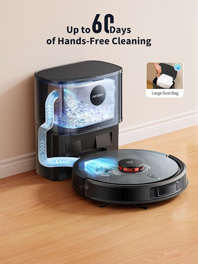 Robot Vacuum and Mop, Self-Emptying Robot Vacuum Cleaner with 6000Pa Suction, Laser Navigator with Smart Mapping Robotic Vacuums, 150Mins Runtime,Schedule,App Alexa Control for Carpet/Pet Hair,Q10 Pro
