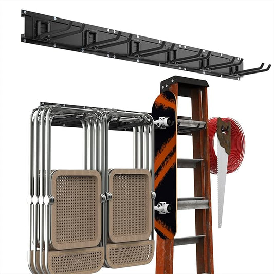 Housolution Heavy Duty Garden Tool Organizer 48 Inch - 9 Pack Carries 264 lbs, 3 Rails with 6 Adjustable Hooks, Garage Tool Organizer Storage System,Tool Holder Wall Mount for Warehouse, Workshop