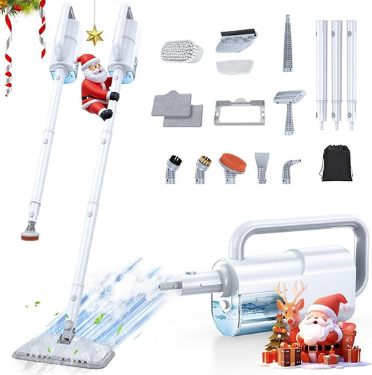 ScrubWiz 10-in-1 Steam Cleaner, Steam Mop & Handheld Steam Cleaner, 350ml Water Tank, 10s Fast Heating, 2 Steam Modes, Portable Steamer for Kitchen, Floor, Tiles, Home, BBQ Grill, Ergonomic Handle