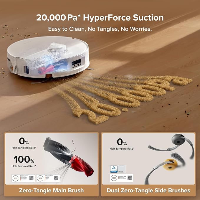 roborock Qrevo Curv 2 Flow Robot Vacuum and Mop with 6 Packs Disposable Dust Bags