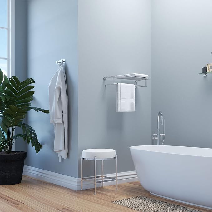 Gatco 1284 Modern Glam Double Hook, Chrome/Wall Mounted Two Hooks with 6.50" Mounting Base