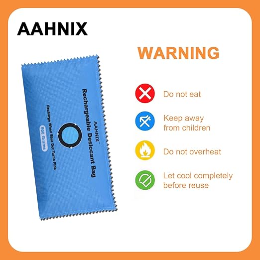 Rechargeable Desiccant Packs for Storage, Indicating Silica Gel Desiccant Packets, 500g Moisture Absorbers for Gun Safes car Bathroom Storage Bins Basement