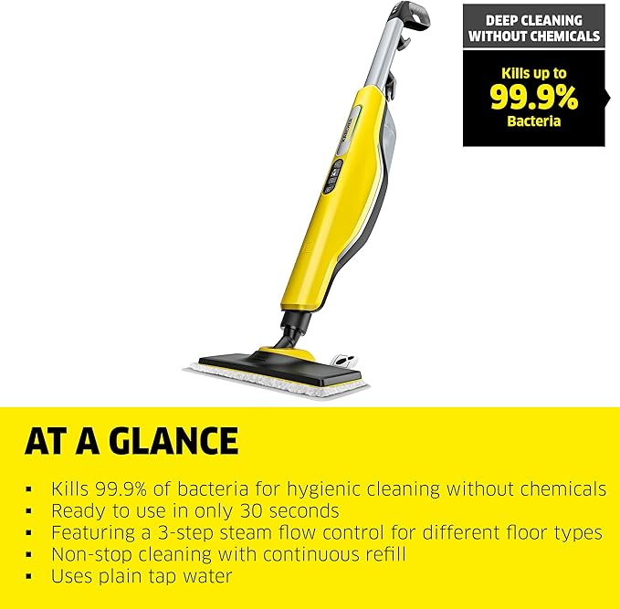 Kärcher - SC 3 EasyFix Steam Cleaner Steam Mop - Upright - For Hard Floors and Carpet - Rapid 30 Second Heat-Up