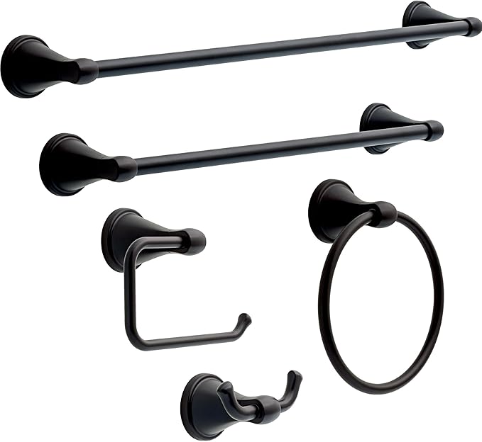 Delta Faucet Becker (1-Pack) Toilet Paper Holder, Matte Black, Wall Mounted Euro Hook Design BCK50-MB