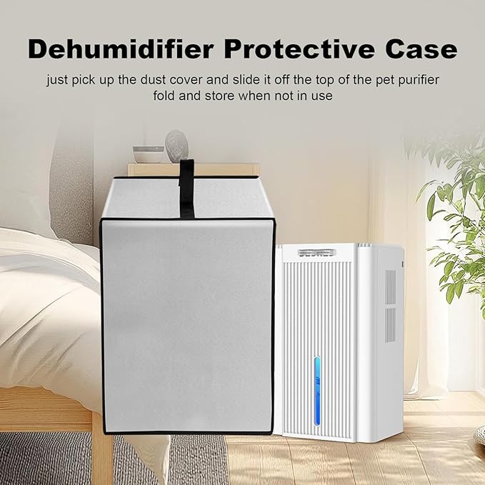 Dehumidifier Dust Cover Heavy Duty 600D Nylon Antistatic Waterproof Convenient Protective Case for Compatible with Dehumidifier CT11 for Home,95OZ (Silver)