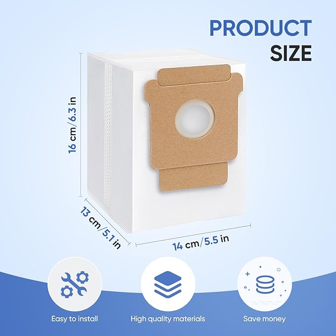16 Pack Q0520 Dust Bags for iRobot Roomba Vacuum Q0520/105 Vac/104/105 Combo/Plus 405/Plus 505 Combo/Max 705 Vac Robot Vacuum Cleaner Disposable Replacement Bags Accessories