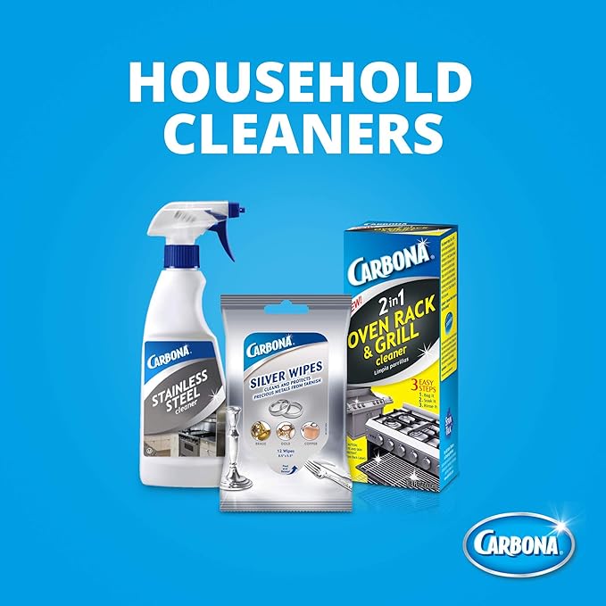Carbona Stainless Steel Cleaner | Streak Free Formula | For Refrigerators, Sinks, & Dishwashers |16.8 Fl Oz Each, 3 Pack