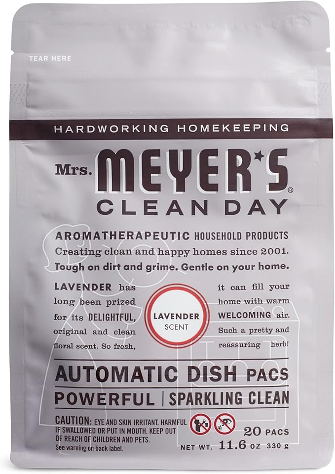 MRS. MEYER'S CLEAN DAY Automatic Dishwasher Pods, Lavender, 20 Count