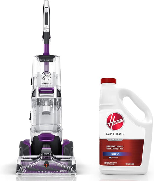 Hoover SmartWash Pet Automatic Carpet Cleaner with Spot Chaser Stain Remover Wand, FH53000PC + Hoover Oxy Deep Cleaning Carpet Shampoo, Concentrated Machine Cleaner Solution, 116 oz Formula, AH31936