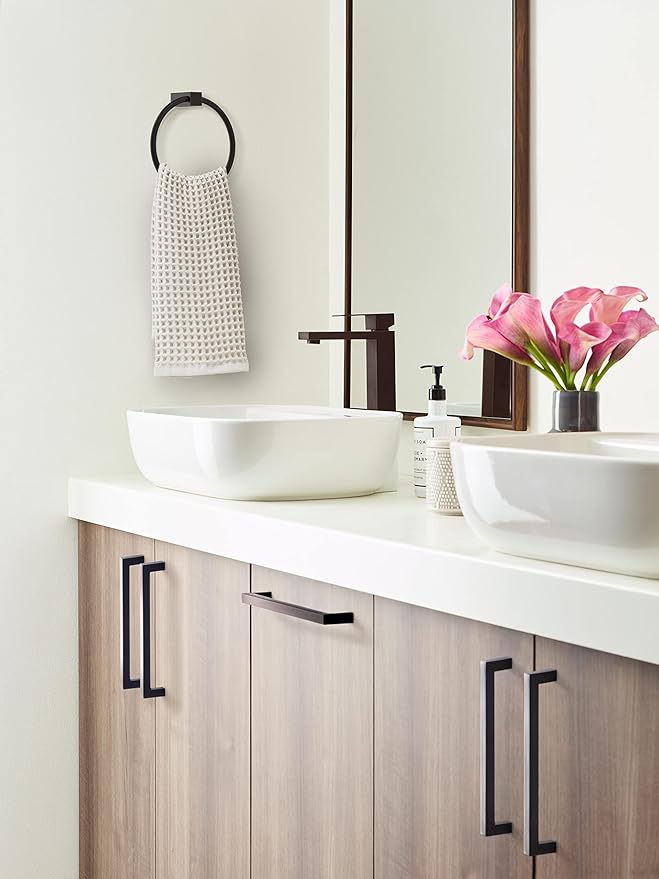 Amerock BH36082ORB | Oil Rubbed Bronze Towel Bar | 6-1/2 in (165 mm) Length Towel Holder | Monument | Hand Towel Holder for Bathroom Wall | Small Kitchen Towel Holder | Bath Accessories