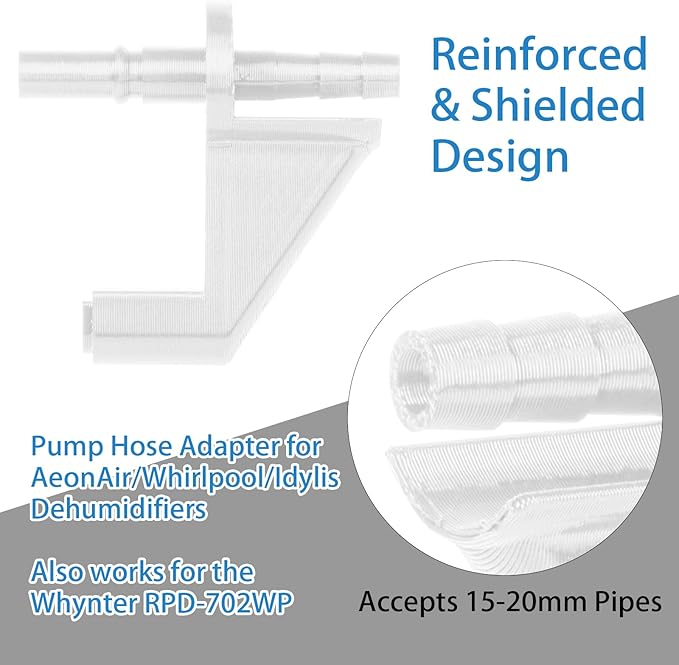 Dehumidifier Parts, Upgraded Dehumidifier Drain Adapter, Universal Fit AeonAir/Whirlpool/Idylis/Whynter RPD-702WP Units, Enhanced Drainage Efficiency (White)