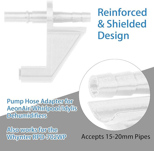 Dehumidifier Parts, Upgraded Dehumidifier Drain Adapter, Universal Fit AeonAir/Whirlpool/Idylis/Whynter RPD-702WP Units, Enhanced Drainage Efficiency (White)