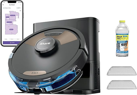 Shark Matrix Plus 2-in-1 Robot Vacuum & Sonic Mop, Home Mapping, HEPA Bagless Self Empty Base with 30-Day Capacity, CleanEdge, for Pet Hair, WiFi, UR2650WS (Renewed)