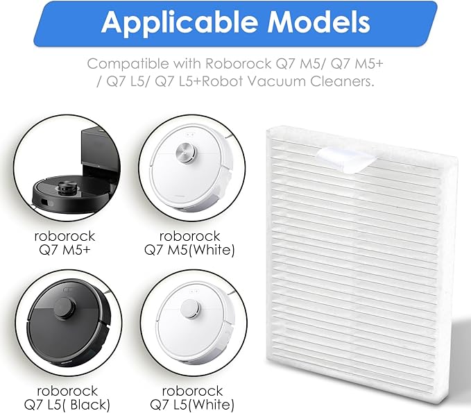(6 Pack) Q7 M5/ Q7 M5+/ Q7 L5/ Q7 L5+ Replacement HEPA Filters Compatible with Roborock Q7 M5/ Q7 M5+/ Q7 L5/ Q7 L5+ Robot Vacuum, Accessories Kit, Upright Filter, Vacuum Filters, Canister Filters