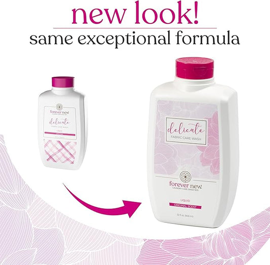 FOREVER NEW Delicate Hypoallergenic Laundry Detergent Liquid - 50 to 64 Large Loads - Gentle washing detergent for Silk, Cashmere, Bra, Undergarments, Cotton, Wool etc. - Original Scented - 32oz