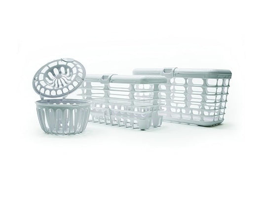 Prince Lionheart Made in USA High Capacity 3-in-1 Dishwasher and Spill Proof Vave Cleaner Basket for Toddlers & Infants Bottle Parts & Accessories | Fits all Dishwashers | 100% Recycled Plastic,White