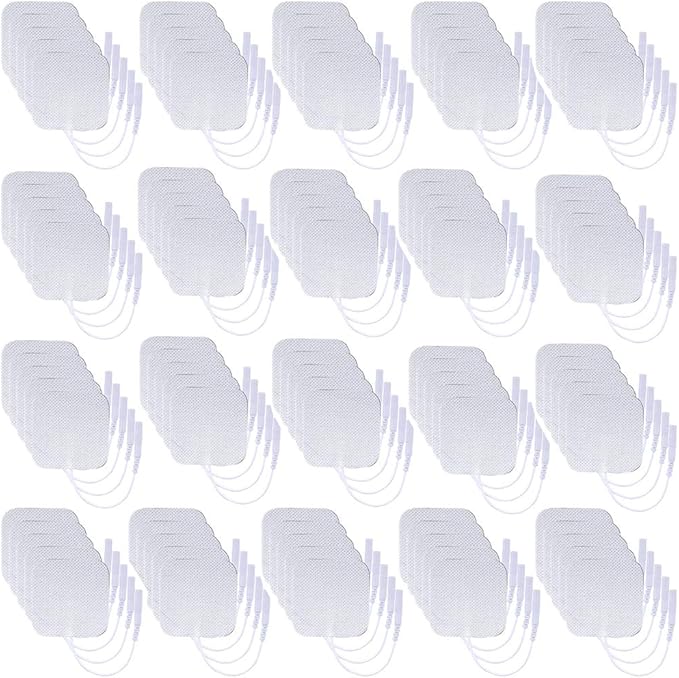 TENS Unit Pads 100Pcs Wired Self-Adhesive Electrodes Premium Replacement Pads for TENS Units - 2x2 Inches (2x2-100Pcs)