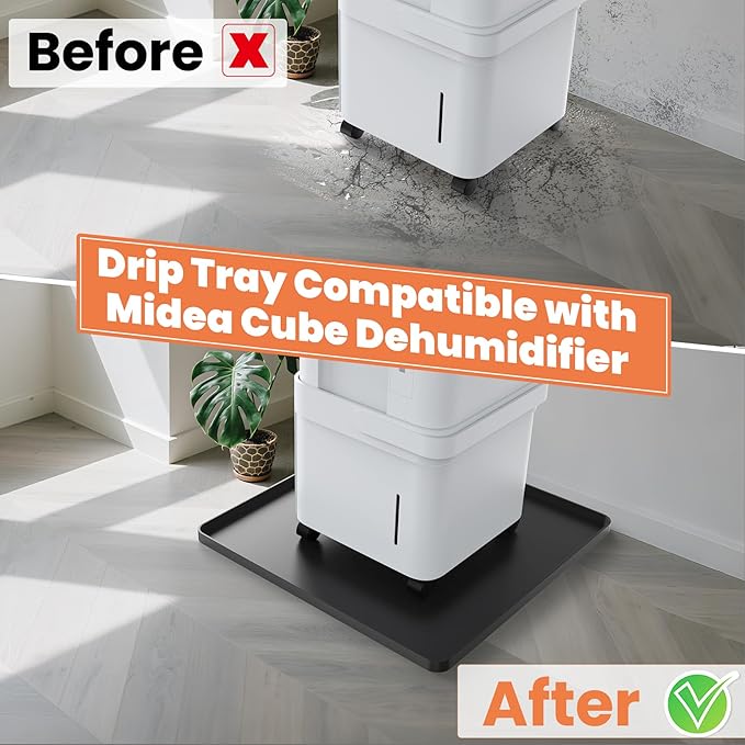 GCGOODS Drip Tray Compatible with Midea Cube Dehumidifier, Silicone Mat with Raised Edge Prevent Liquid Spillage, Cube Dehumidifier Accessories, Protect Floor & Prevent Leakage