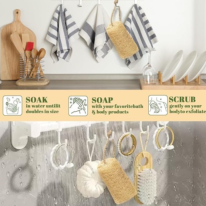 (Non-Vacuum Packed) Natural Loofah Sponge, 4pcs Loofah Vegetable Scrubber for Kitchen, Reusable Natural Dish Sponge for Cleaning and Shower Scrubbing, 4.72inch