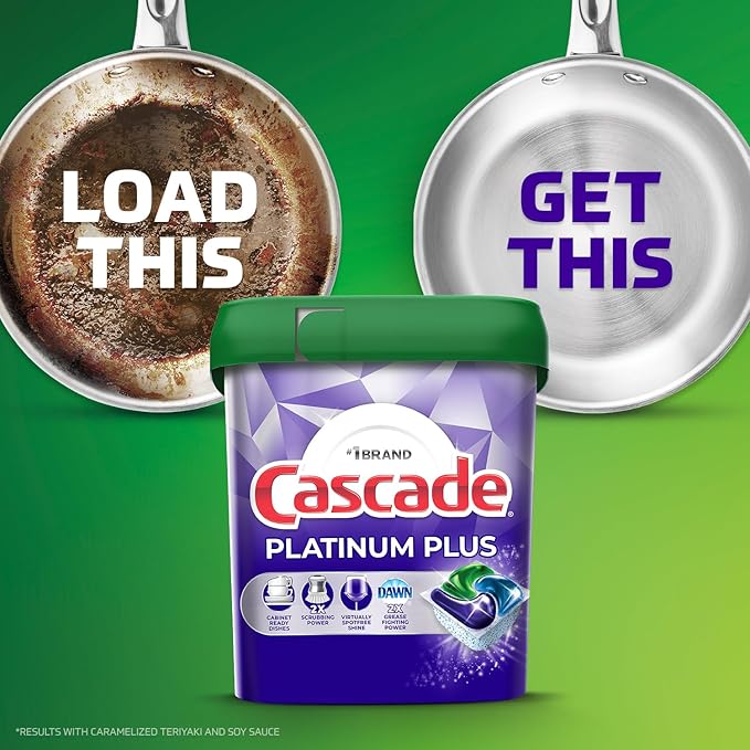 Cascade Platinum Plus ActionPacs Dishwasher Detergent Pods, Dishwasher Soap, Mountain, 52 Count