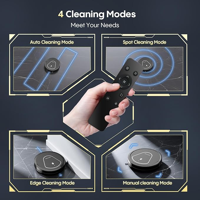 Bagotte Robot Vacuum and Mop Combo, 3-in-1 Robotic Vacuum Cleaner, 5000Pa Strong Suction with Auto Recharging,Tangle Free, Timing Function, App/WiFi/Voice/Remote for Hard Floor and Pet Hair