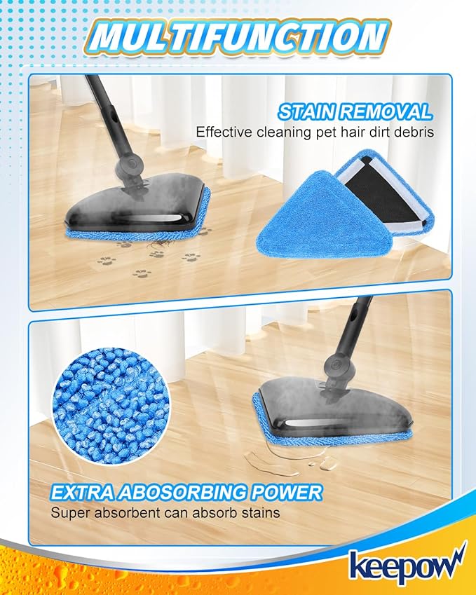 KEEPOW Steamer Mop Pad Compatible with Wagner 905e, 915e and 925e, Reusable Cleaning Replacement Pads, Washable Reusable Replacement Pads, for Hardwood Floor Cleaning, 2 Pack (Mop is Not Included)