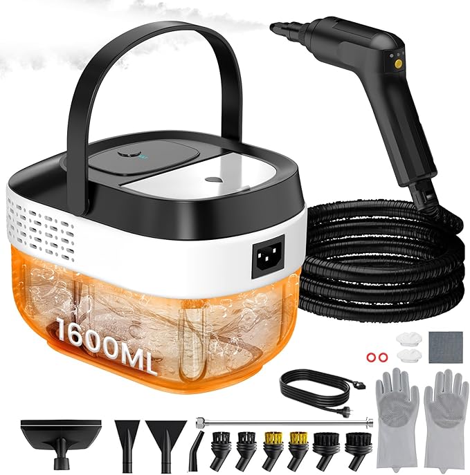 1.69Qt Steam Cleaner, 3-Level Adjustable Pressurized Steamer for cleaning, 10s Heat-Up, 2500W Handheld Steamer Cleaning for Home|Car|Tile|Floor, Multi-Surface Cleaning Machine with 22pcs Accessories