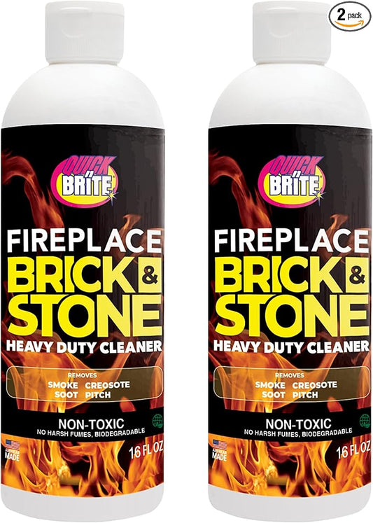 Quick 'n Brite Fireplace Gel Cleaner for Brick, Stone, Rock, Tile, and Marble, Nonabrasive Fireplace Cleaner, Made in the USA, 16 oz (Pack of 2)